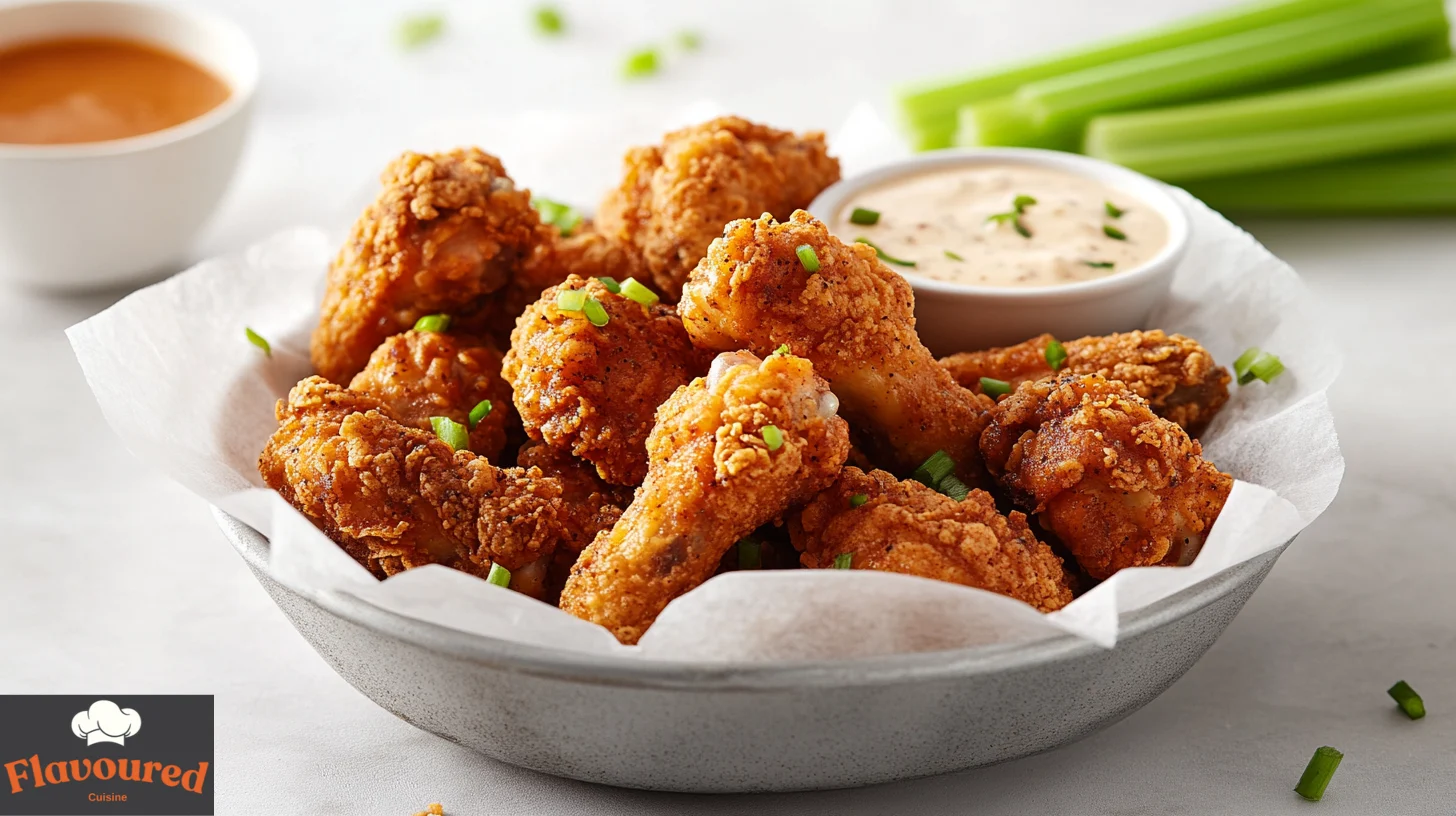 A side view Of crispy Chicken Wingw
