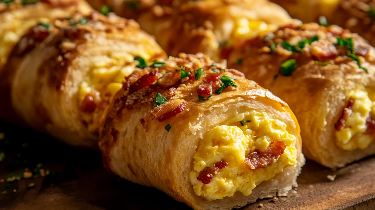 A batch of golden brown breakfast pizza rolls fil