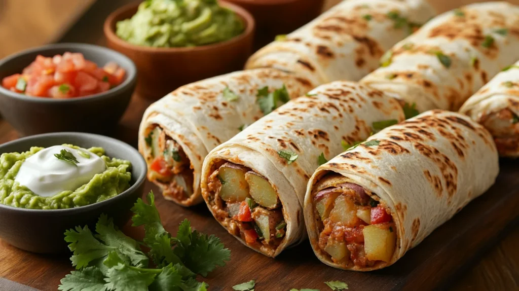 Cheesy potato burritos