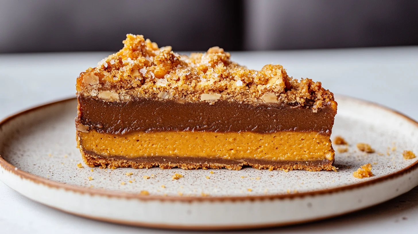 Side view of Milk Bar Pumpkin Pie slice.