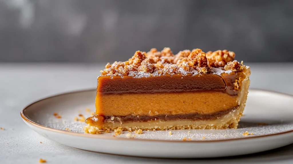 ide view of Milk Bar Pumpkin Pie slice.